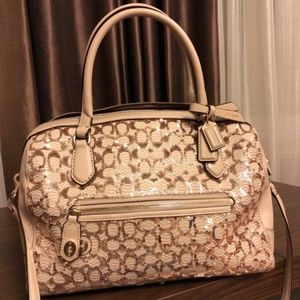 COACH Poppy Sequin Signature Leather Satchel